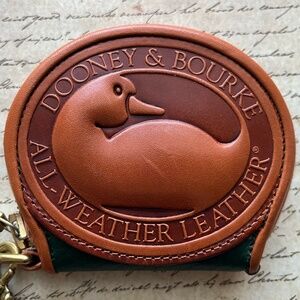 Vintage Dooney & Bourke Duck Coin Purse Hunter Leather Zipper Wristlet